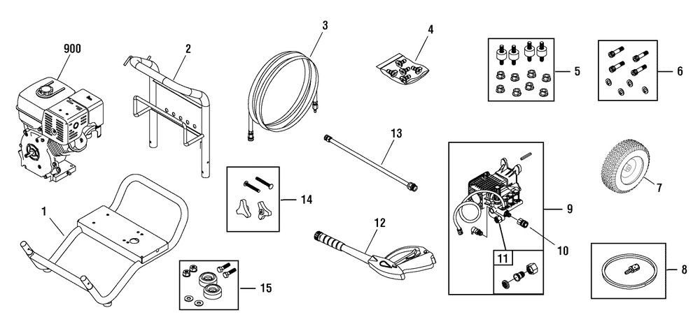 Main Unit (313728) Diagram and Parts List for 020463-0  Briggs and Stratton Pressure Washer